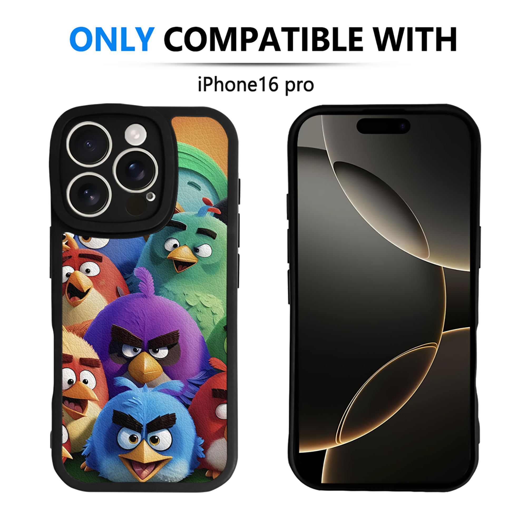 （画像用） Angry Birds アングリーバード 【iPhone 16シリーズ対応】シリコンスマホケース（レザー調） 材質：シリコン